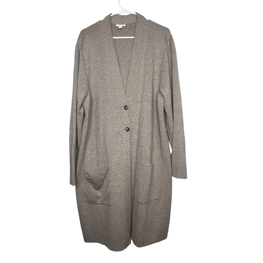 J Jill Womens Long Line Cardigan Sweater 2 Button Pockets Deep V-Neck Size XL
